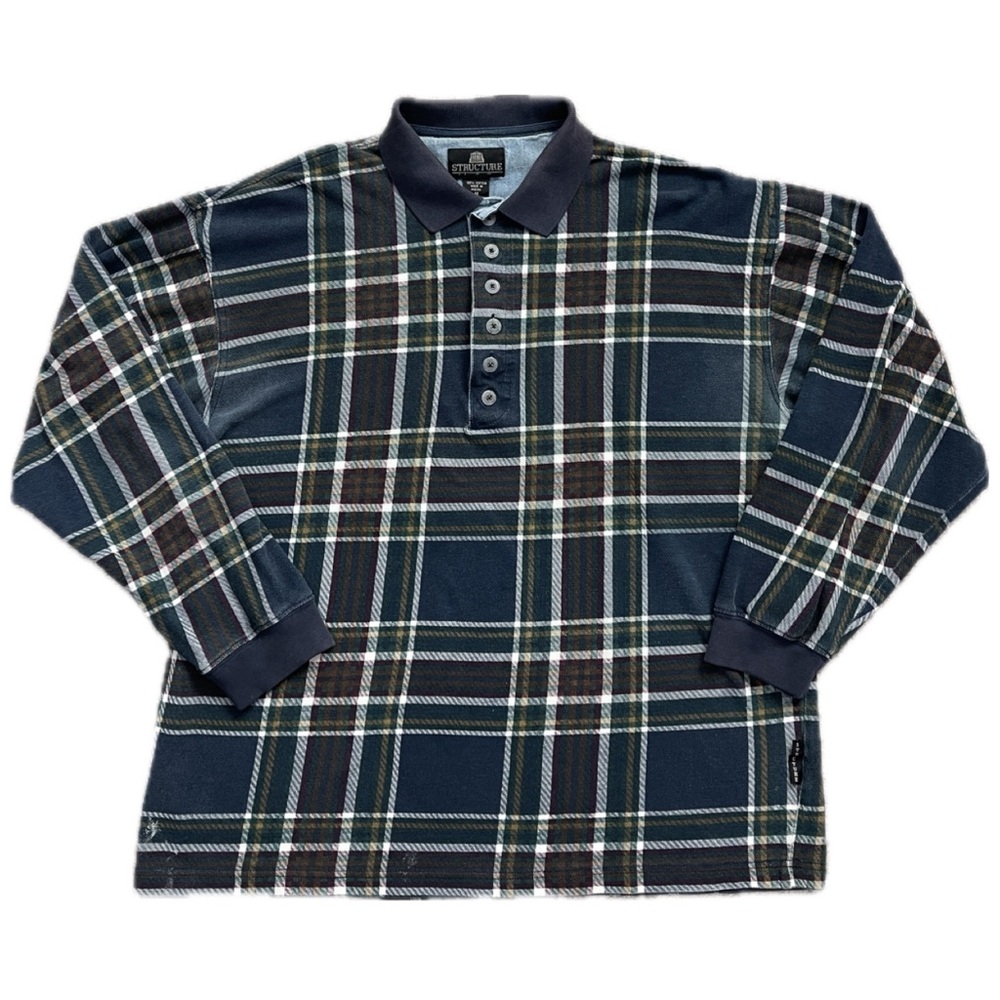Vintage long sleeved plaid polo size Men’s Medium